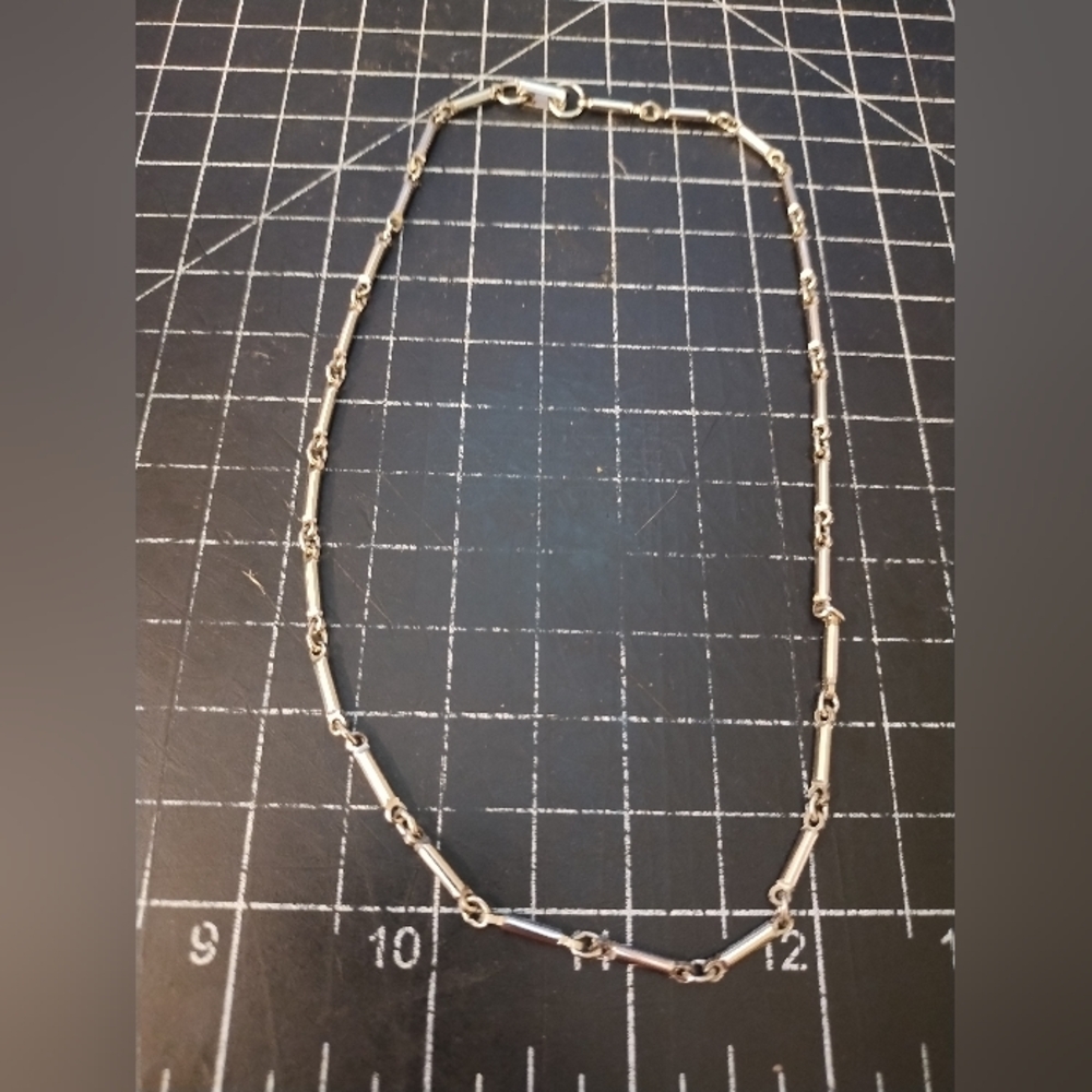 Vintage Link Bar Style Chain Necklace, 16 Inches Long, Silver Colour - Picture 6 of 6